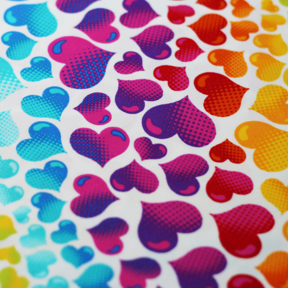 Love Mee Rainbow Heart Printed Nylon Spandex fabric