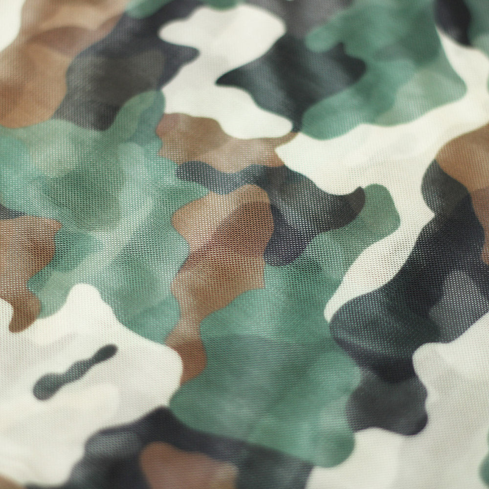 Camo Collage Printed Poly Spandex fabric