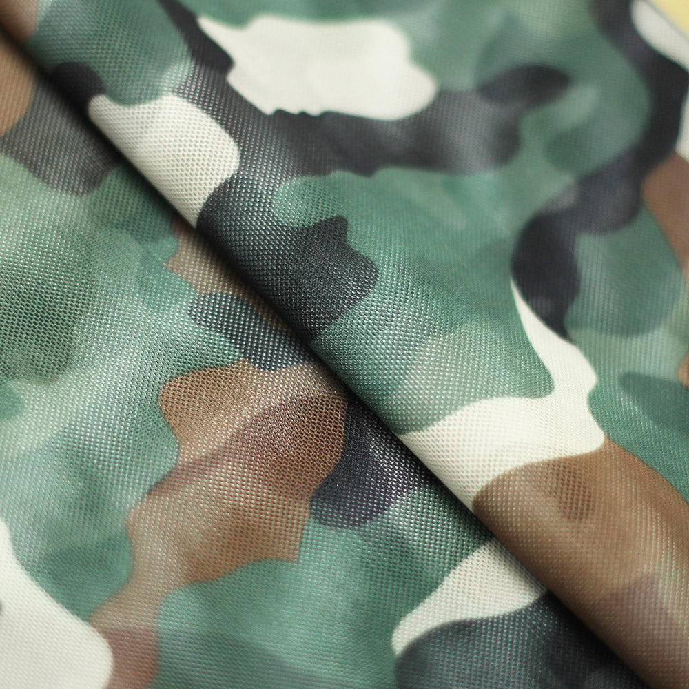 Camo Collage Printed Poly Spandex fabric