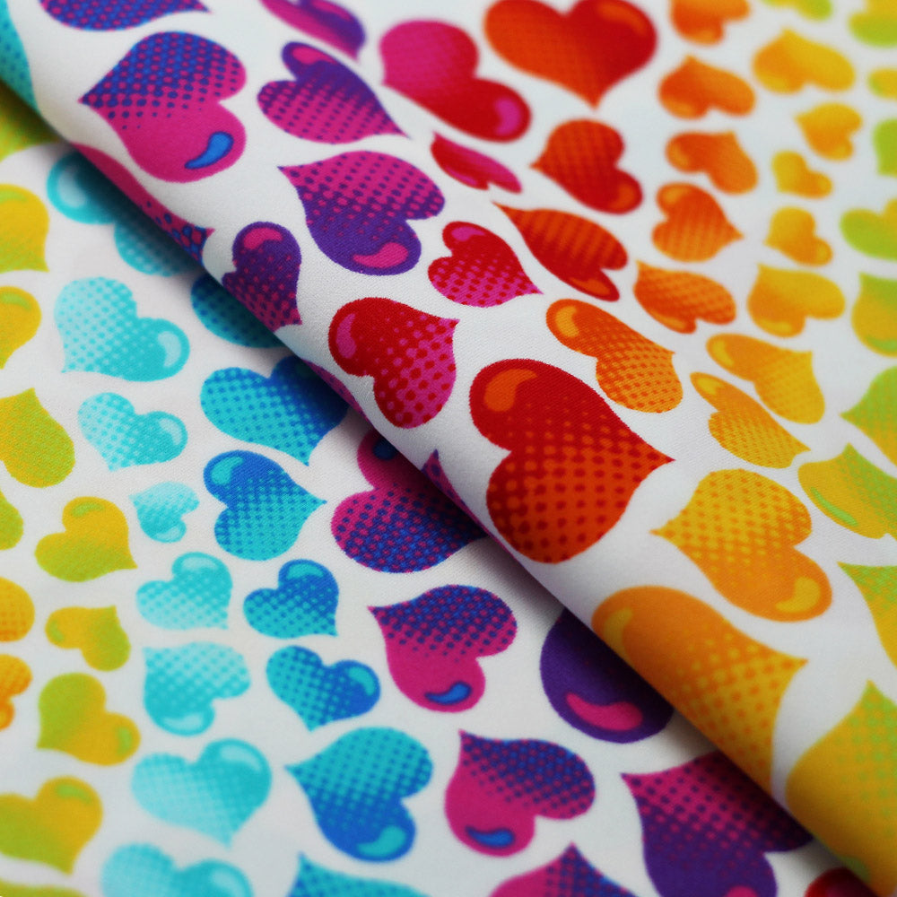 Love Mee Rainbow Heart Printed Nylon Spandex fabric