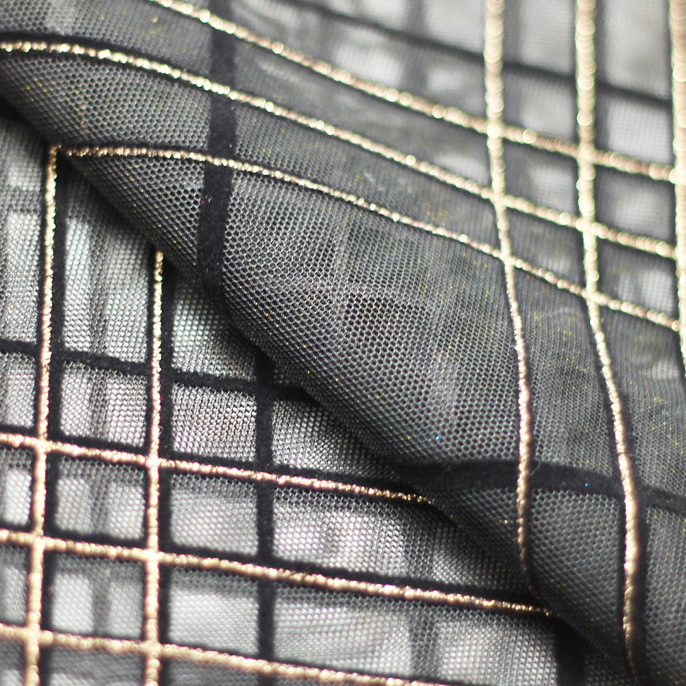Plaid Foil Mesh fabric