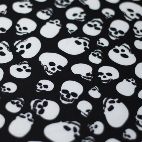 Skull Tricot -white skull print fabric -poly spandex - – Rex Fabrics
