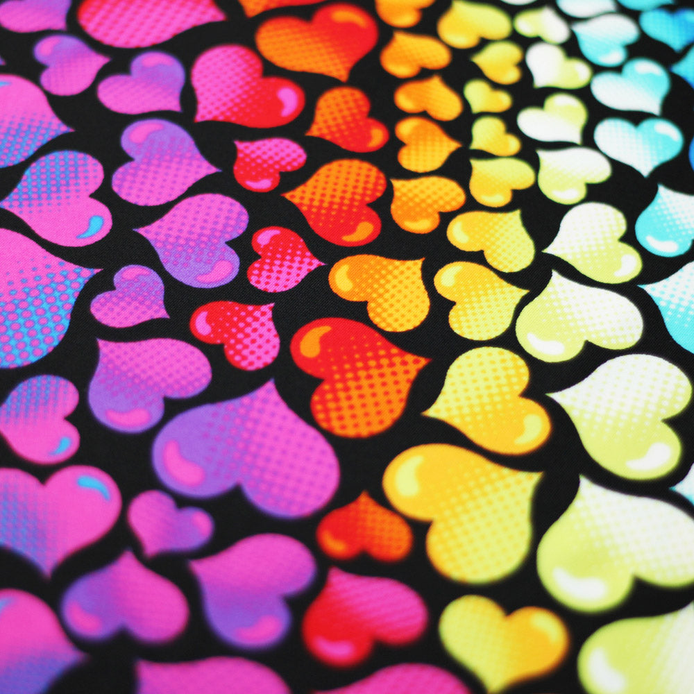 Love Mee Rainbow Heart Printed Nylon Spandex fabric