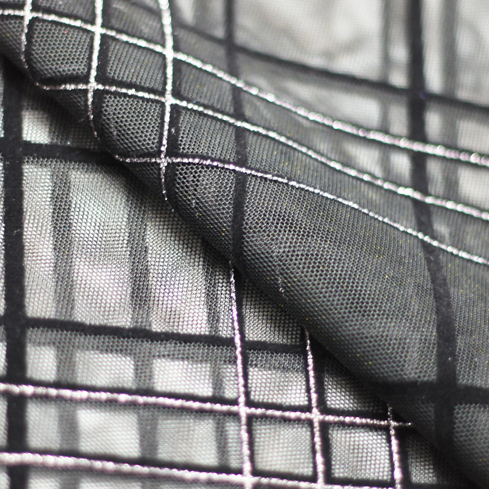 Plaid Foil Mesh fabric