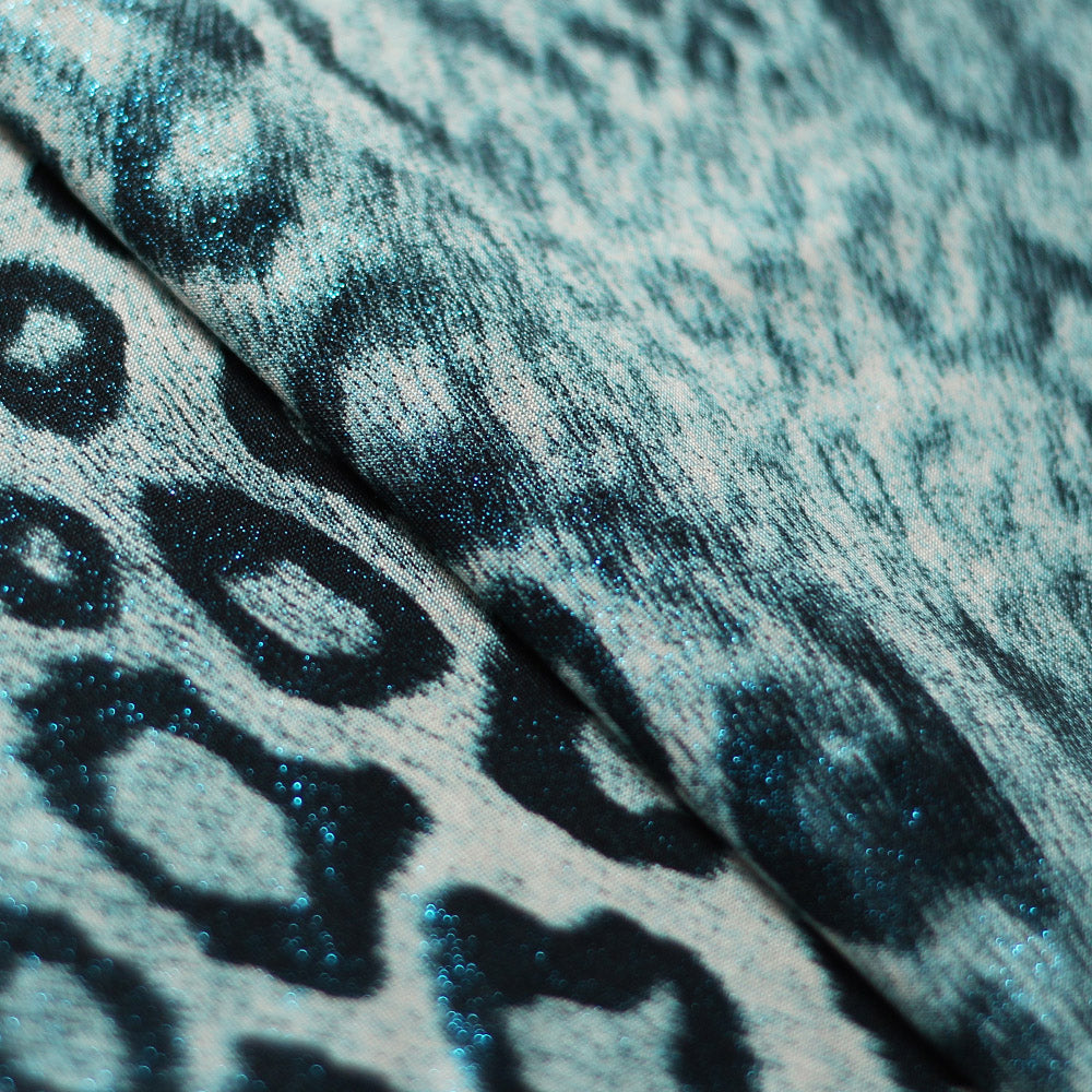 Animal Foil Jaguar Skin Printed Poly Spandex Fabric