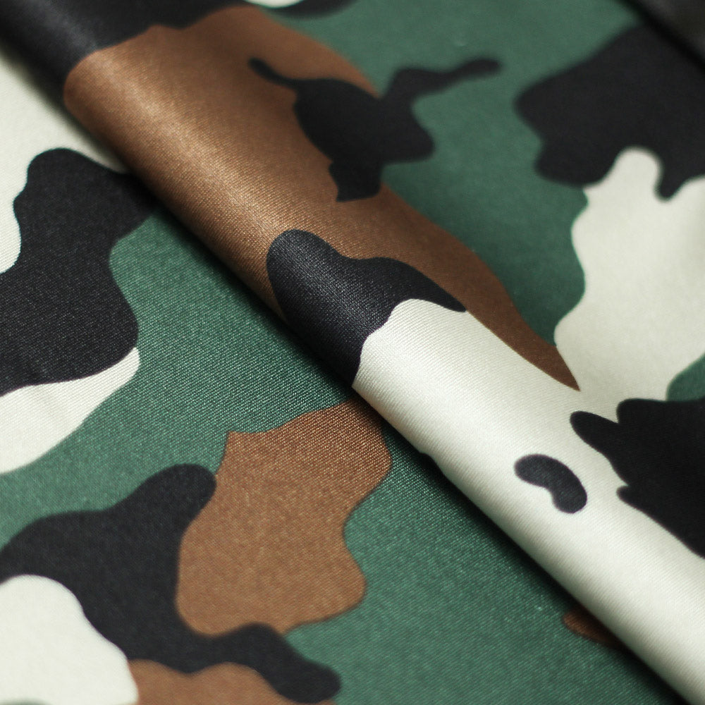 Camo Collage Printed Poly Spandex fabric