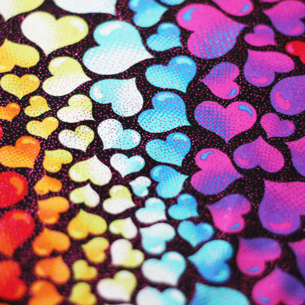 Love Mee Rainbow Heart Printed Nylon Spandex fabric