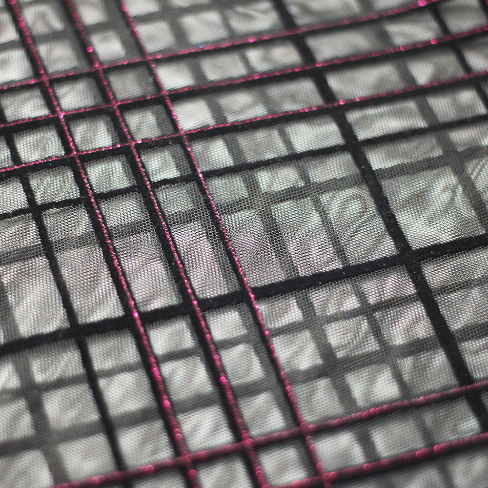 Plaid Foil Mesh fabric
