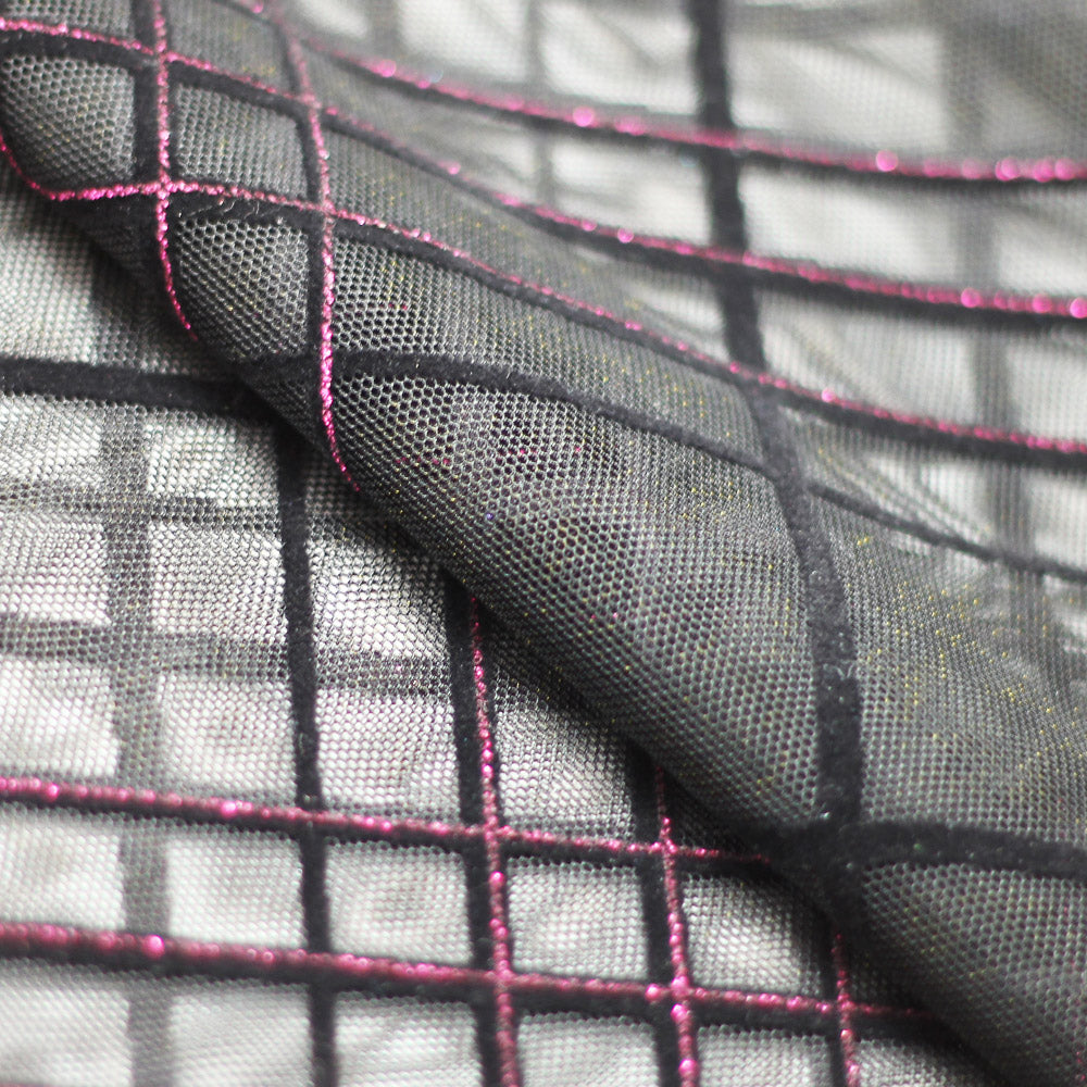 Plaid Foil Mesh fabric