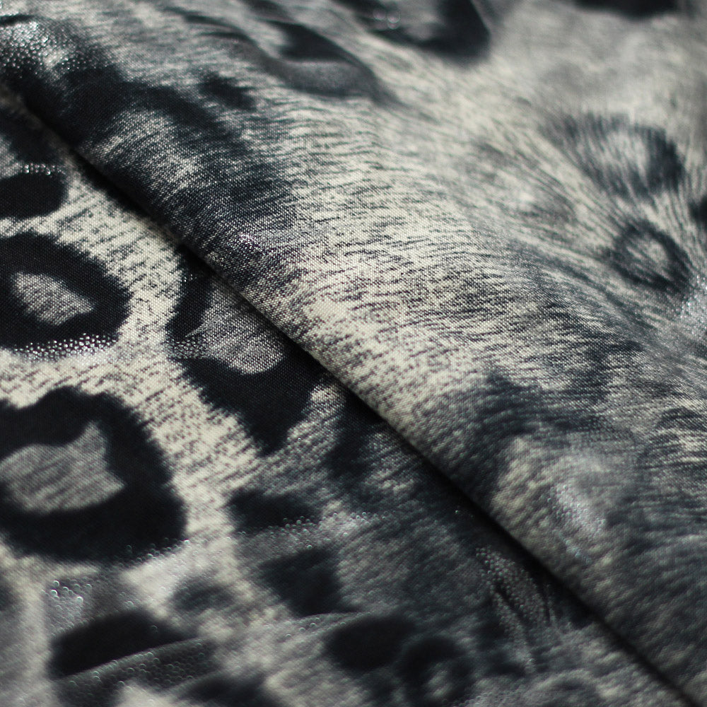 Animal Foil Jaguar Skin Printed Poly Spandex Fabric