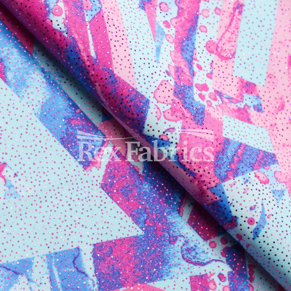 Geo Pop Foil - 4-Way Stretch Poly Spandex Print Tricot fabric