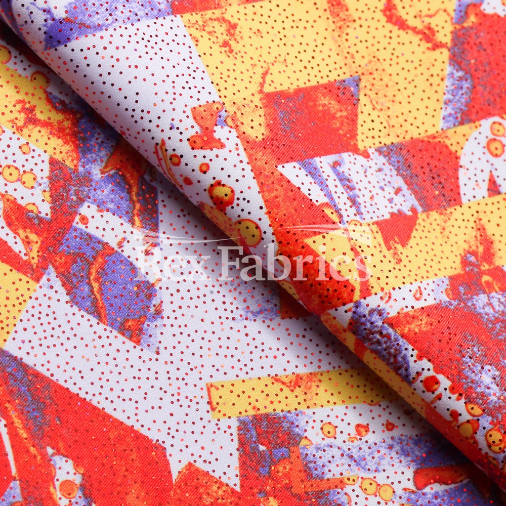 Geo Pop Foil - 4-Way Stretch Poly Spandex Print Tricot fabric