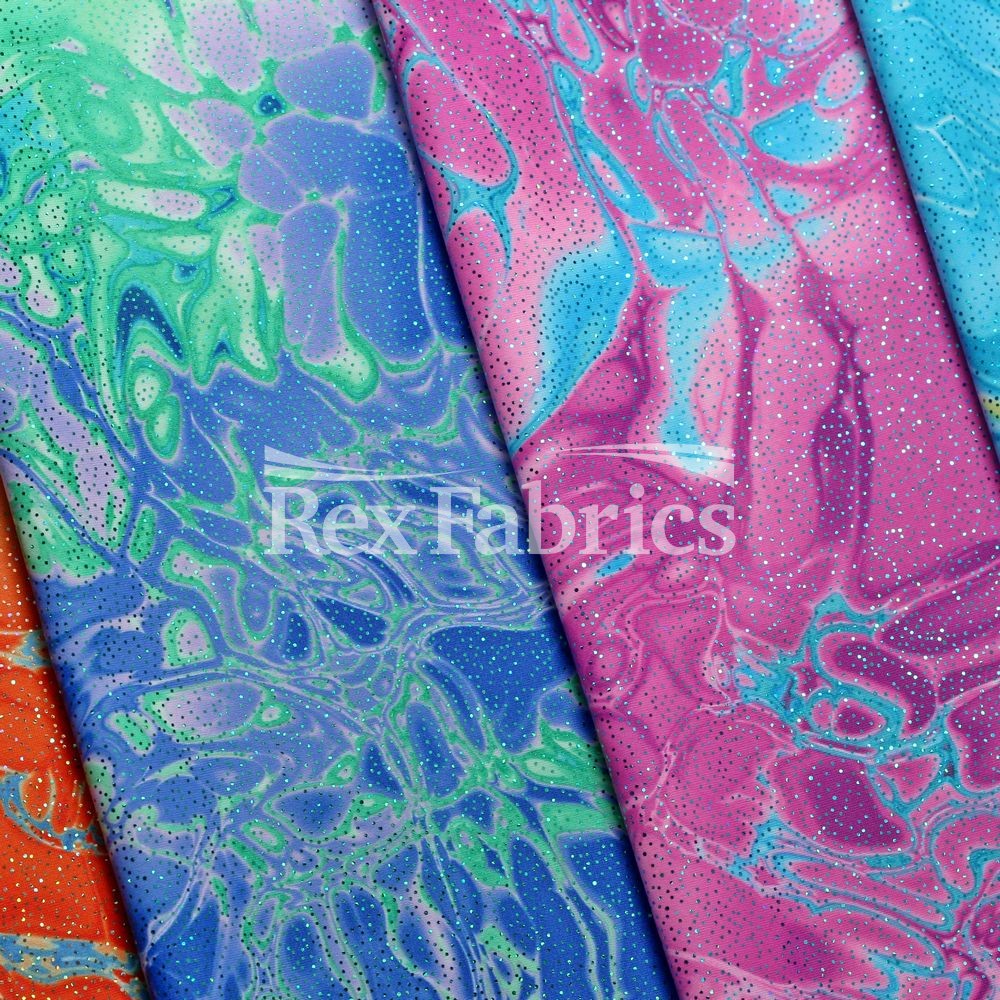 Vapor Wave With Foil - Poly Spandex Print fabric