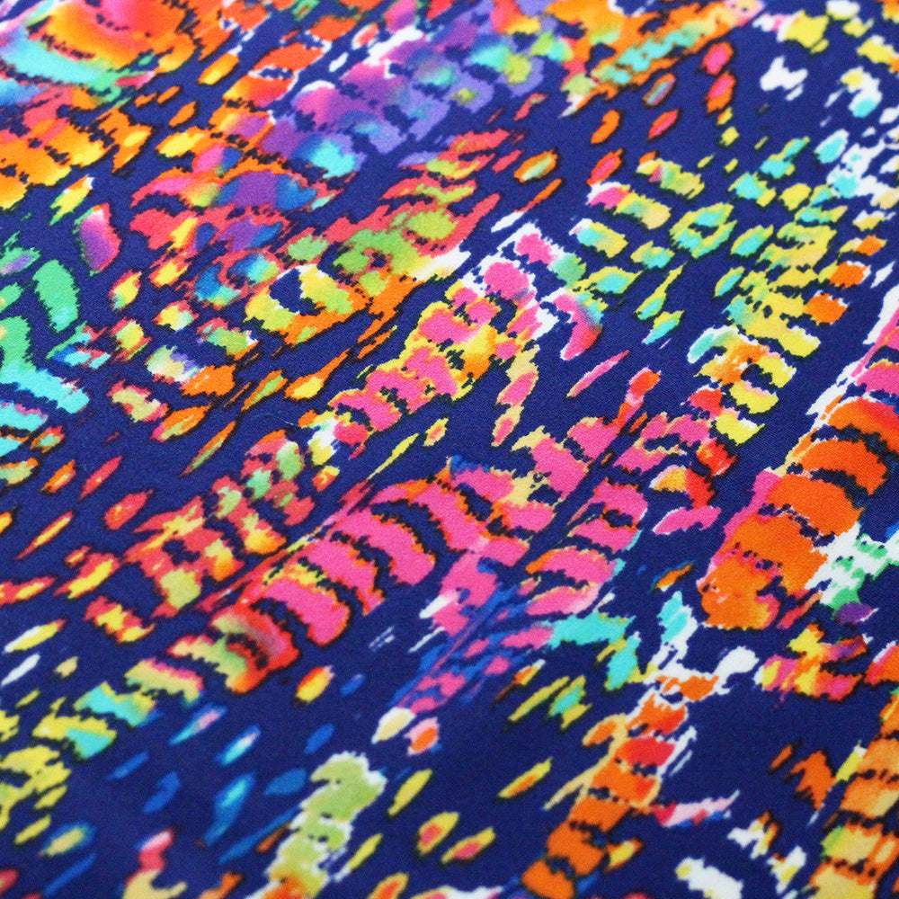 Feather Ikat - multicolor feather pattern fabric-spandex stretch- – Rex ...