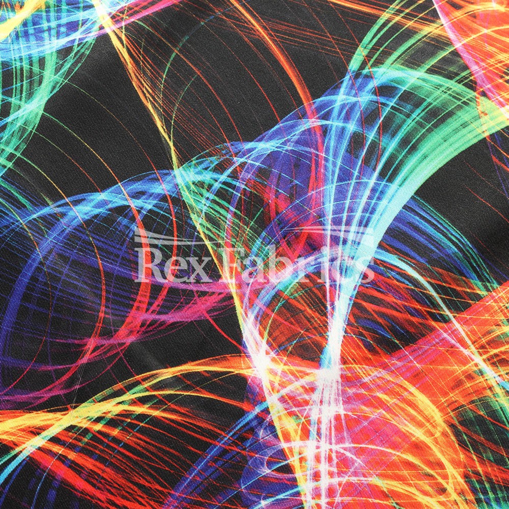 Fabric Rave Rave Party / Poly Spandex Tricot - colorful lines print fabric - – Rex ...