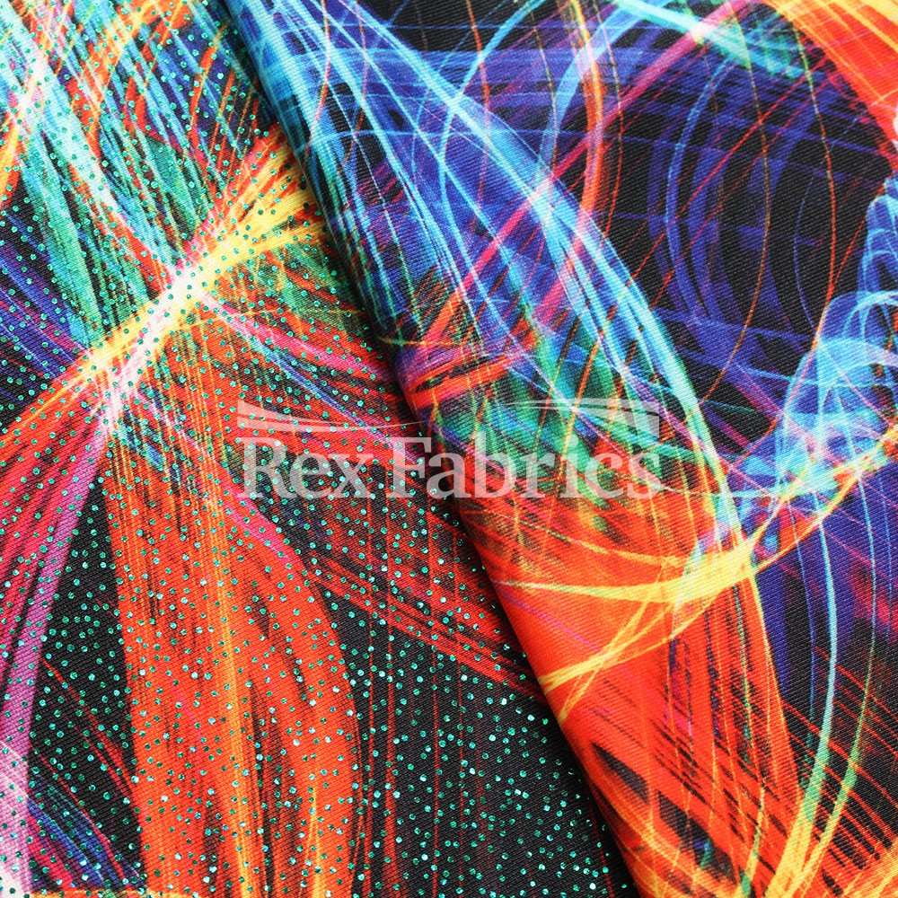 Rave Party / Poly Spandex Tricot - colorful lines print fabric - – Rex ...