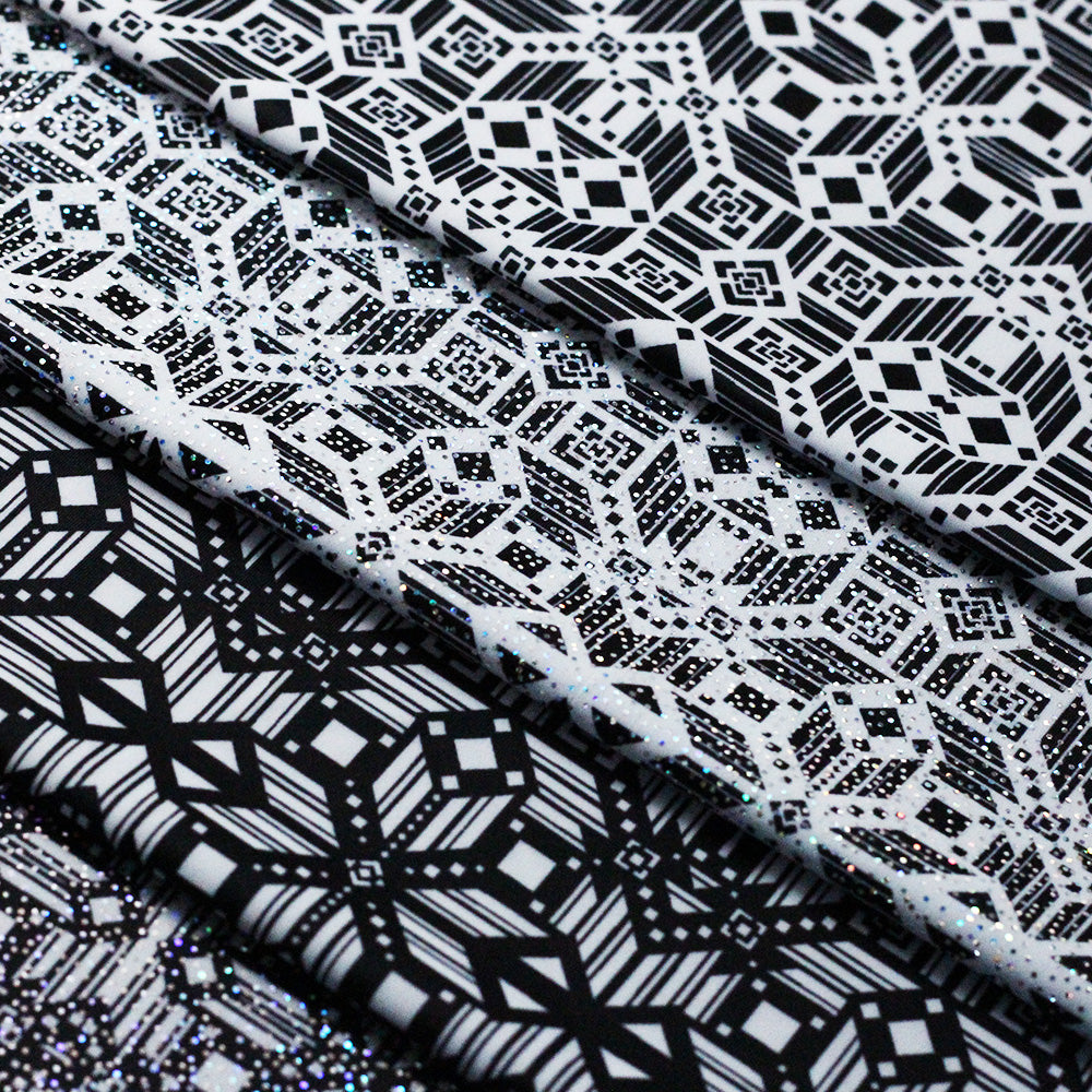 Splice And Dice - black white geometric fabric - poly spandex - – Rex ...