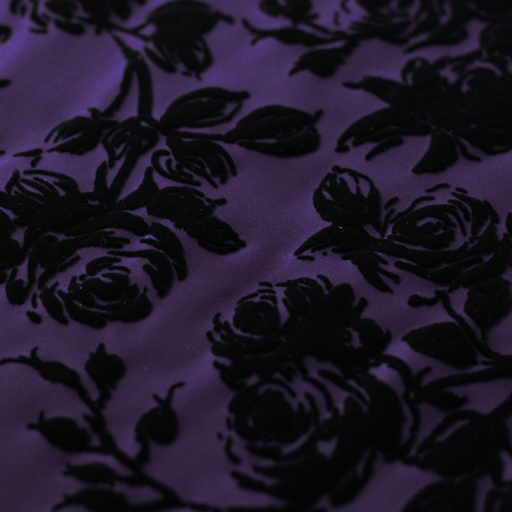 Rose Petal - black roses floral fabric - 4-Way Stretch - – Rex Fabrics