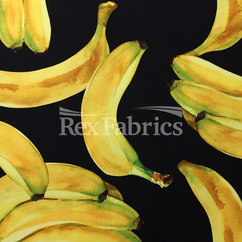 Going Bananas - 4-Way Stretch yellow fruit-print fabric