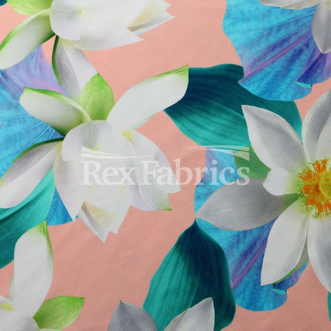 Lili Pond - white lily pond Nylon Spandex fabric