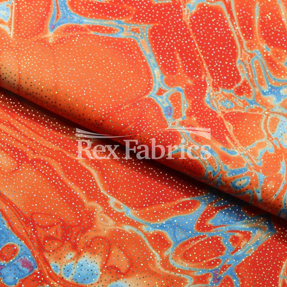 Vapor Wave With Foil - Poly Spandex Print fabric