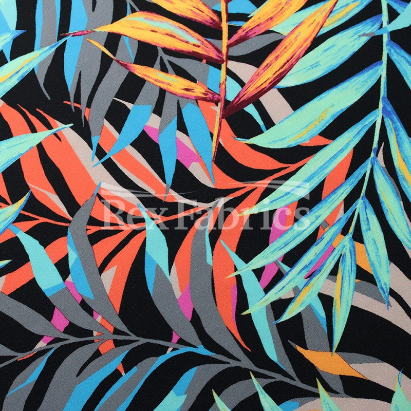 Tropical Leaf - 4-Way Stretch Printed Nylon Spandex fabric